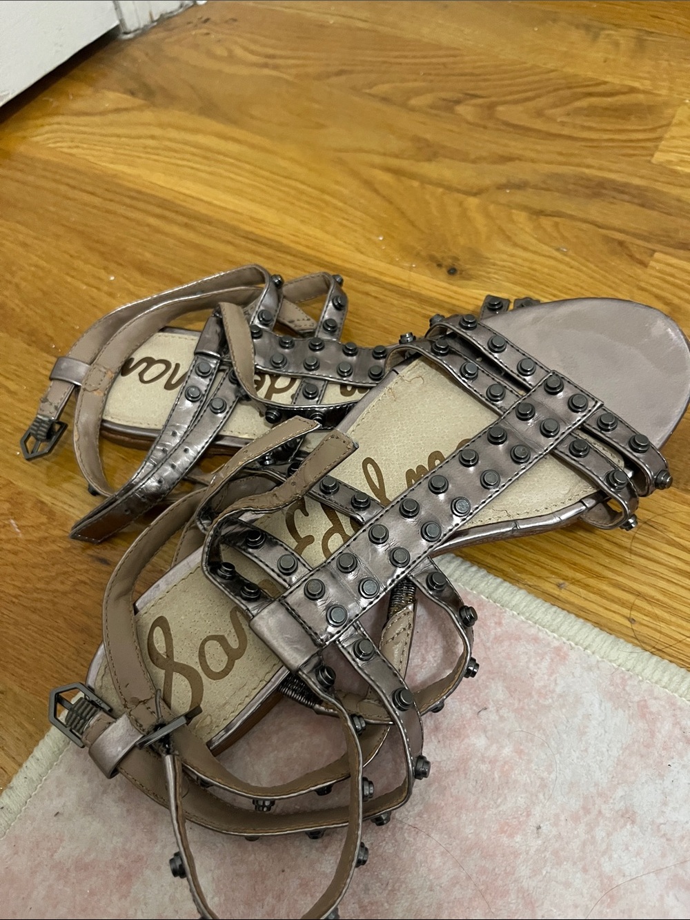 Sam Edelman Metallic Blush Strappy Studded Sandals
